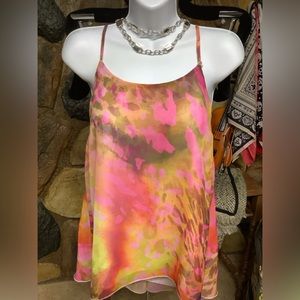 Spaghetti strap colorful flowing summer tank